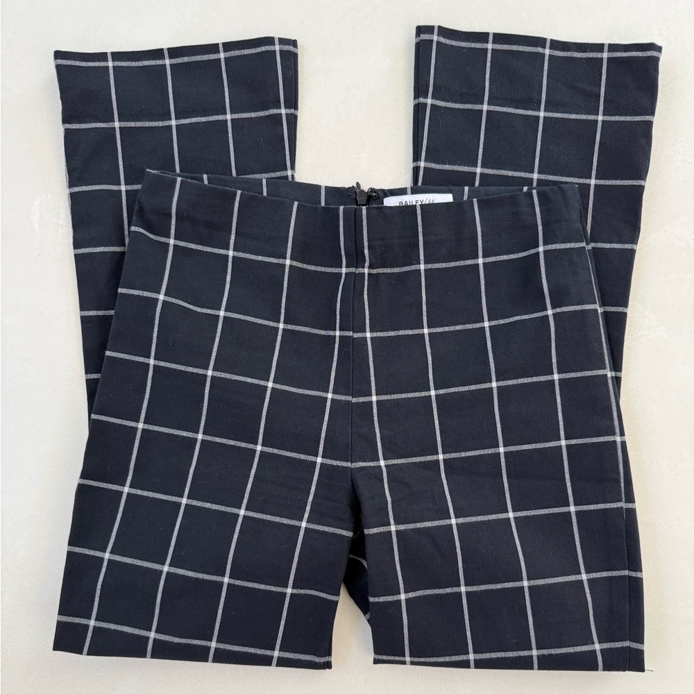 Bailey 44 Black Checkered High Rise Cropped Flare Pants Small